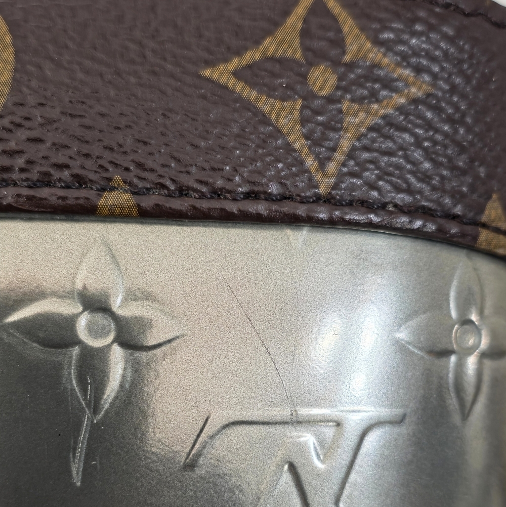 Louis Vuitton Alma BB Monogram Vernis Silver Embossed Yellow Crossbody Bag - Picture 11 of 16